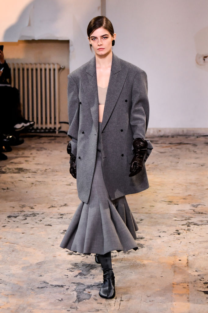 PARIS, FRANCE - MARCH 02: A model walks the runway during the Carven Ready to Wear Fall/Winter 2024-2025 fashion show as part of the Paris Fashion Week on March 2, 2024 in Paris, France. (Photo by SAVIKO/Gamma-Rapho via Getty Images)