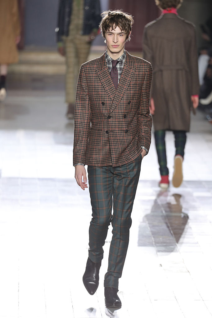 PARIS, FRANCE - JANUARY 22:  A model walks the runway during the Paul Smith Menswear Fall/Winter 2017-2018 show as part of Paris Fashion Week on January 22, 2017 in Paris, France. 