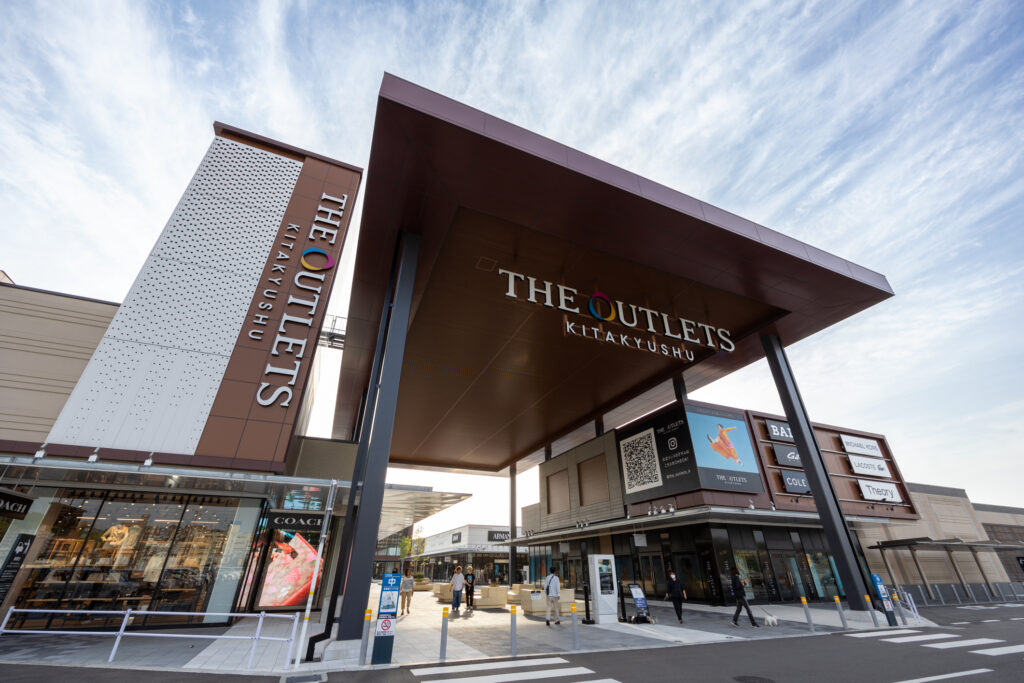 Kitakyushu, Japan - April 18, 2023 : General view of The Outlets Kitakyushu in Kitakyushu, Fukuoka, Japan. It is one of the largest outlet malls in Kyushu.