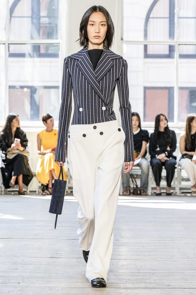 NEW YORK, USA - SEPTEMBER 04: A model walks the runway during the Proenza Schouler Ready to Wear Spring/Summer 2025 fashion show as part of the New York Fashion Week on September 4, 2024 in Paris, France. (Photo by Victor VIRGILE/Gamma-Rapho via Getty Images)