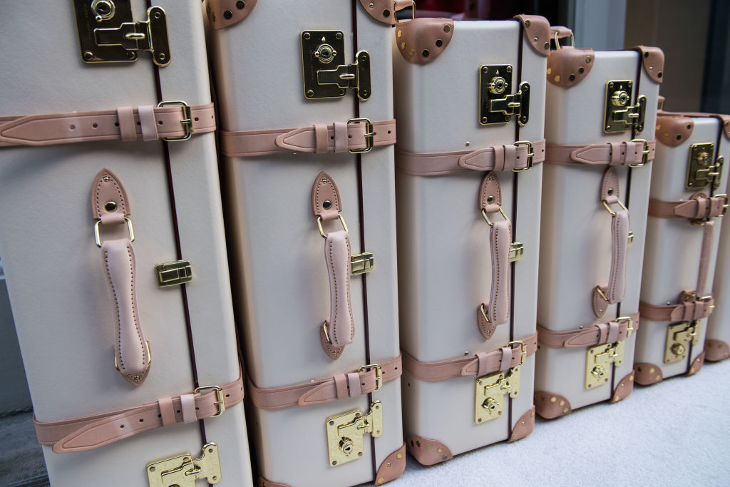 LONDON, ENGLAND - SEPTEMBER 16: Suitcases on display at the Globe-Trotter presentation during London Fashion Week September 2017 on September 16, 2017 in London, England. (Photo by Ian Gavan/BFC/Getty Images for The British Fashion Council)