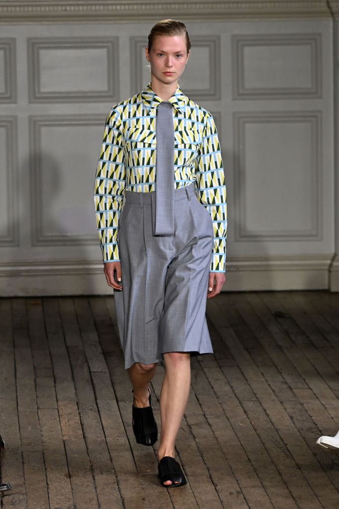 LONDON, ENGLAND - SEPTEMBER 15: A model walks the runway at the Emilia Wickstead show during London Fashion Week September 2024 at  on September 15, 2024 in London, England. (Photo by Stuart C. Wilson/Getty Images)