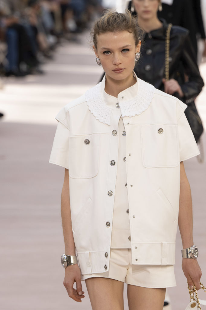 PARIS, FRANCE - OCTOBER 01: A model walks the runway during the Chanel Ready to Wear Spring/Summer 2025 fashion show as part of the Paris Fashion Week on October 01, 2024 in Paris, France. (Photo by Victor VIRGILE/Gamma-Rapho via Getty Images)