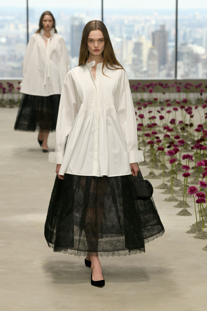 NEW YORK, NEW YORK - FEBRUARY 10: A model walks the runway at the Carolina Herrera Fashion Show during New York Fashion Week on February 10, 2025 in New York City. (Photo by Fernanda Calfat/Getty Images)