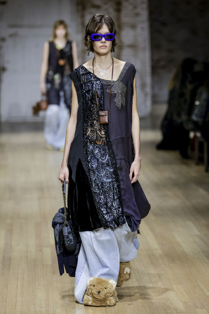 NEW YORK, USA - FEBRUARY 10: A model walks the runway during the Coach Ready to Wear Fall/Winter 2025-2026 fashion show as part of the New York Fashion Week on February 10, 2025 in New York. (Photo by Victor VIRGILE/Gamma-Rapho via Getty Images)