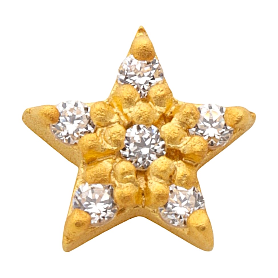 K24 Pure Gold ベイビースター ダイヤモンドピアス 片耳用 フルヴィンテージフィニッシュ