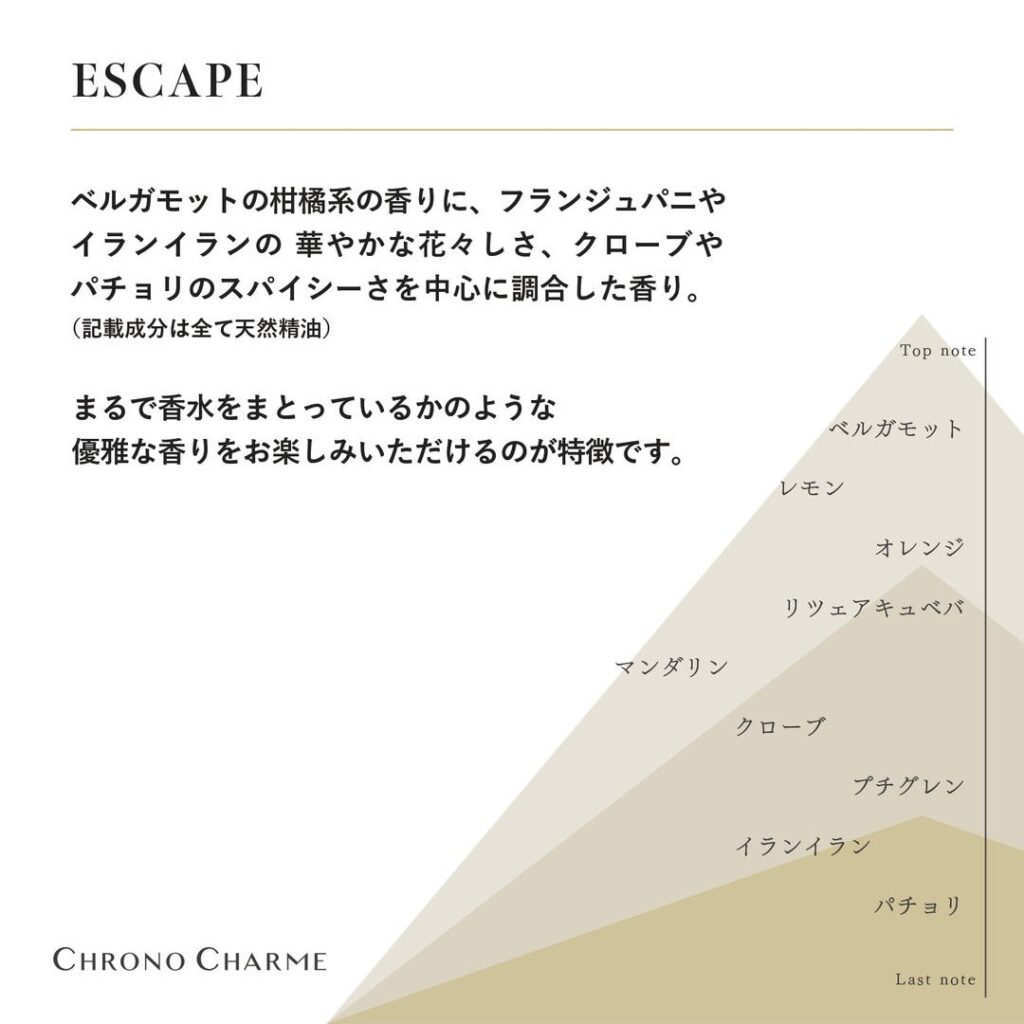 CHRONO CHARME
クロノシャルム オイル エスケープ