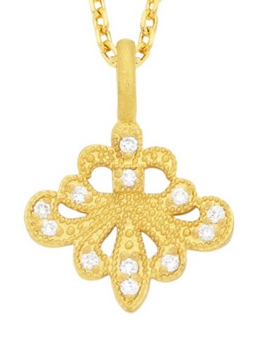 LETRO
K24 ピュアゴールド ANTHEM Vintage Lily Lace ダイヤモンド ペンダントトップ (スライドチェーン付)
