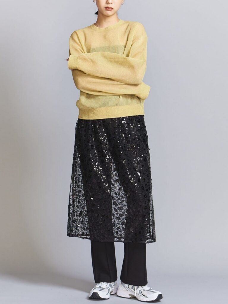 BEAUTY&YOUTH
スパンコール チュール スカート/ブラック